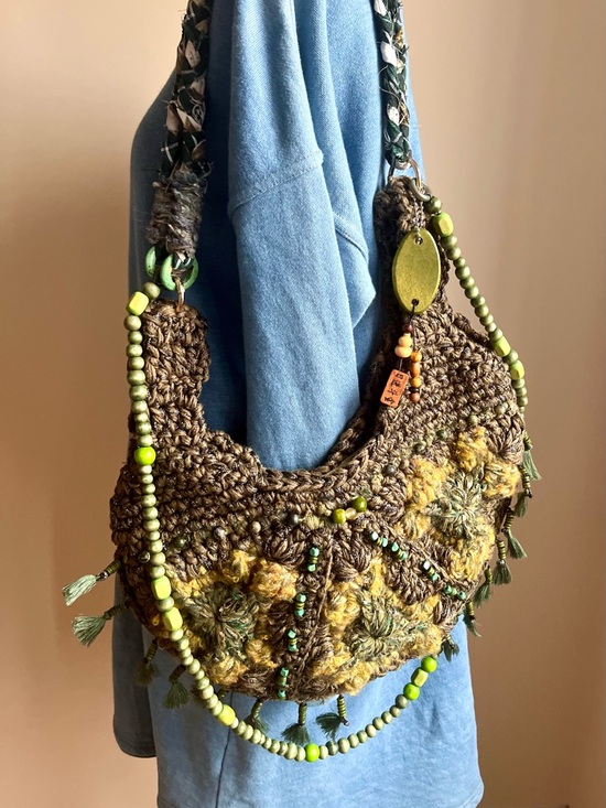 Handmade Handbags - Hand made Crochet Boho Tote Bag